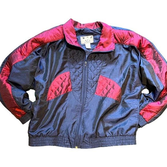 Vintage Other - 90's Oversized Quilted Panel Striped Bomber Jacket